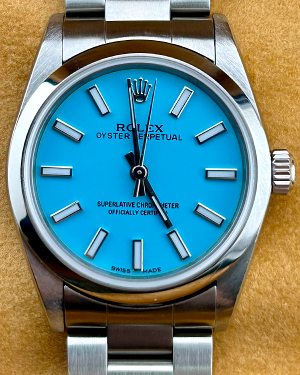 Rolex Oyster Perpetual 31MM Aftermarket Tiffany Blue Dial Oyster Bracelet (77080)