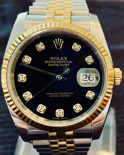 2007 (Z Serial) Rolex Datejust 36MM Black Dial Two-Tone Jubilee Bracelet (116233)