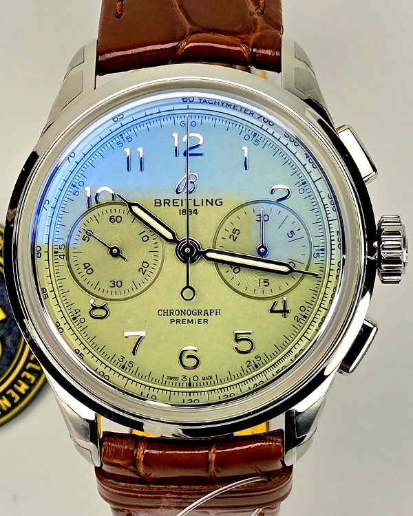 2024 Breitling Premier B09 Chronograph 40MM Green Dial Leather Strap (AB0930D31L1P1)