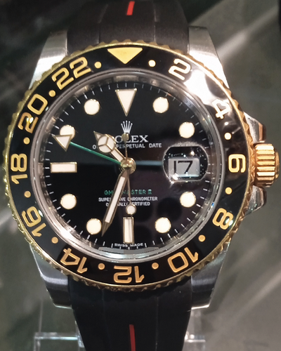 2009 Rolex GMT-Master II 40MM Black Dial Aftermarket Rubber Strap (116713LN)