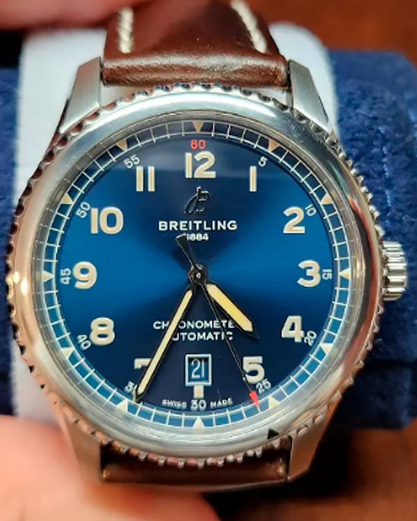 Breitling Aviator 8 41MM Blue Dial Leather Strap (A17315)