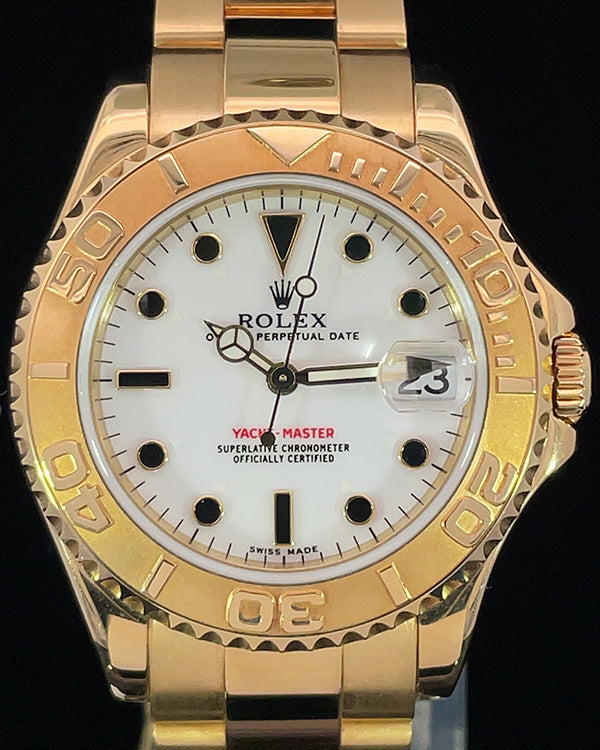 2000 Rolex Yacht-Master 35MM White Dial Yellow Gold Bracelet (168628)