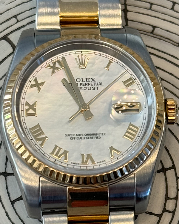 Rolex Datejust 36MM Mother Of Pearl Dial Two-Tone Bracelet (116203)