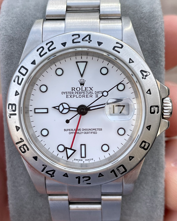 Rolex Explorer II 40MM White Dial Steel Bracelet (16570)