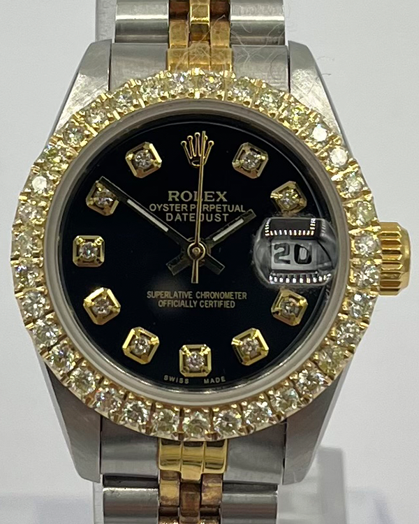 Rolex Lady-Datejust 26MM Black Dial Two-Tone Jubilee Bracelet (69173)