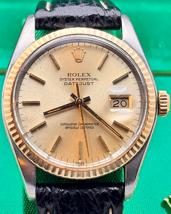 No Reserve - 1978 Rolex Datejust Vintage 36MM Gold Dial Leather Strap (16013)