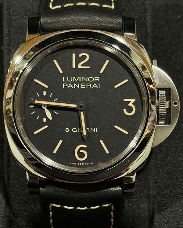 2019 Panerai Luminor 8 Giorni 44MM Black Dial Leather Strap (PAM00915)