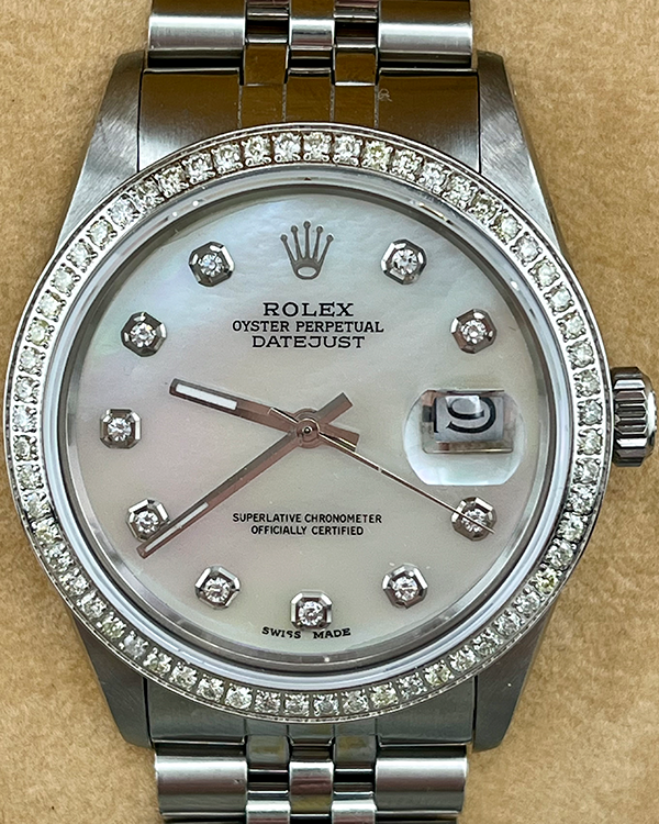 Rolex Datejust 36MM Aftermarket Mother Of Pearl Dial Jubilee Bracelet (16014)