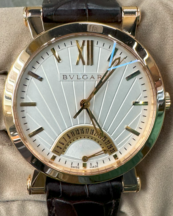 Bvlgari Sotirio Retrograde Date 42MM White Dial Leather Strap (SBP42GDR)