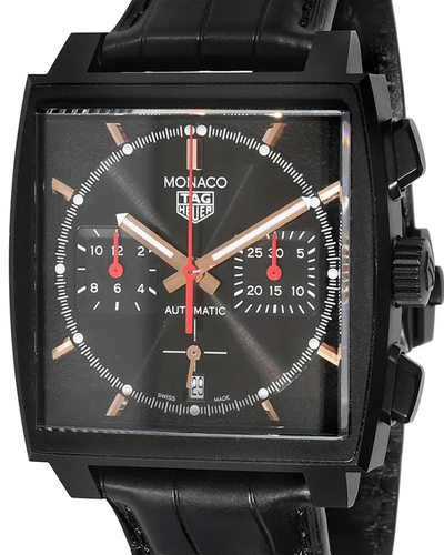 Tag Heuer Monaco "Dark Lord" 39MM Black Dial Leather Strap (CBL2180.FC6497)