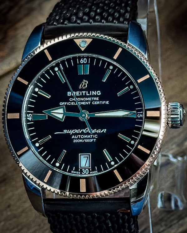 2021 Breitling Superocean Heritage 42MM Black Dial Rubber Strap (UB2010)