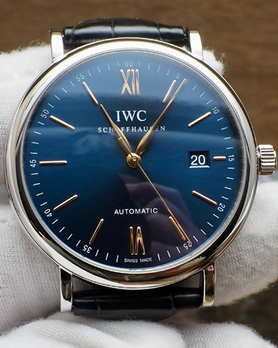 2022 IWC Schaffhausen Portofino 40MM Blue Dial Leather Strap (IW356523)