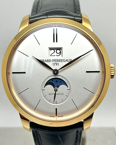 Girard Perregaux 1966 Large Date Moonphase 40MM Silver Dial Leather Strap (49556-52-131-BB6C)