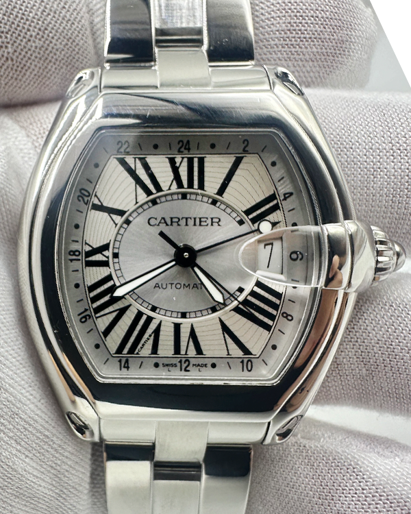 Cartier Roadster GMT 43MM Silver Dial Steel Bracelet (W62032X6)