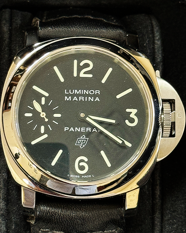 No Reserve - 2006 Panerai Luminor Marina 44MM Black Dial Aftermarket Leather Strap (PAM00005)