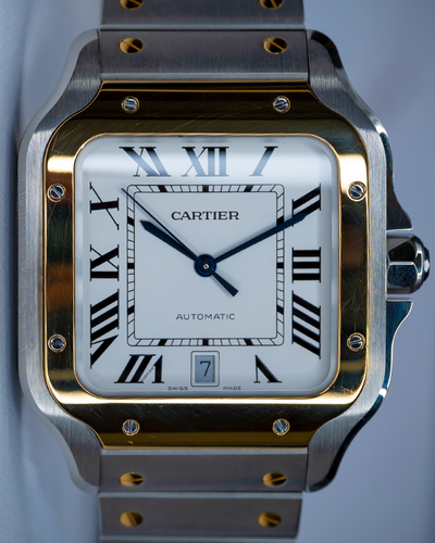 Cartier Santos de Cartier 39.8MM Silver Dial Two-Tone Bracelet (W2SA0009)