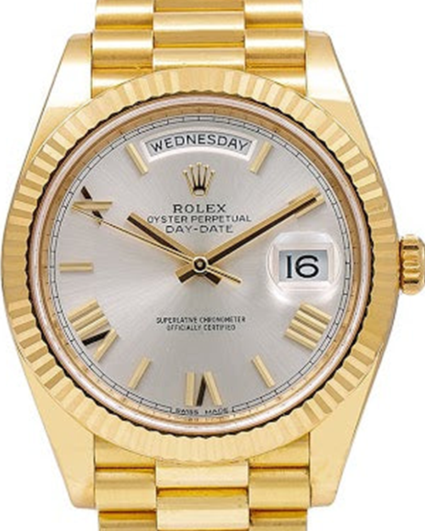 Rolex Day-Date 40MM President Bracelet Yellow Gold Silver Dial (228238)