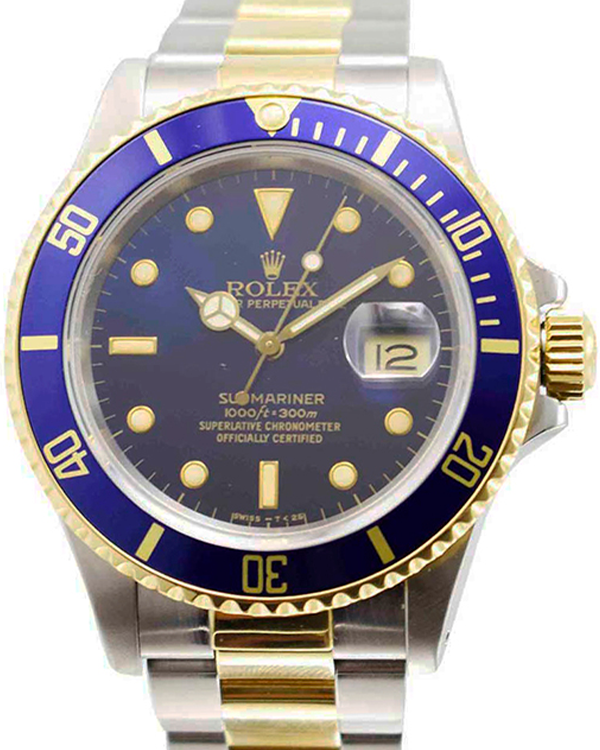 Rolex Submariner Date "Bluesy" Vintage 40MM Blue Dial Two-Tone Oyster Bracelet (16803)