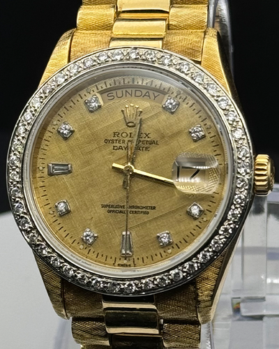 Rolex Day-Date 36MM Champagne "Linen" Dial Yellow Gold President Dial (18038)