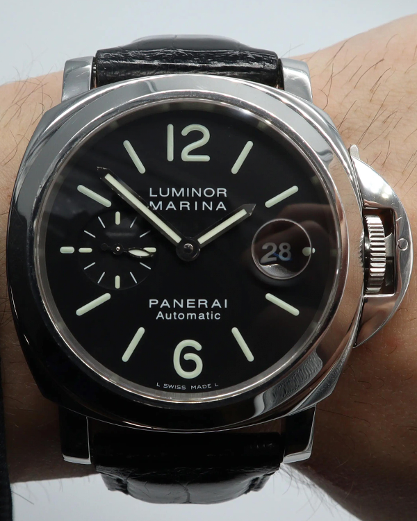 Panerai Luminor Marina Automatic 44MM Black Dial Leather Strap (PAM00104)