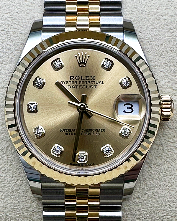 2024 Rolex Datejust 31MM Champagne Diamond Dial Two-Tone Jubilee Bracelet (278273)