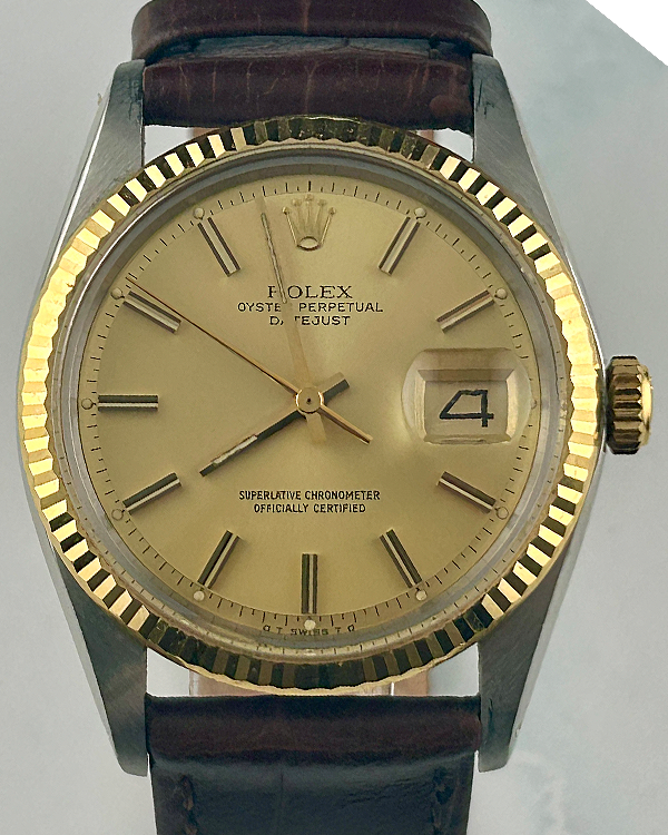 Rolex Datejust 36MM Champagne Dial Aftermarket Leather Strap (1601)