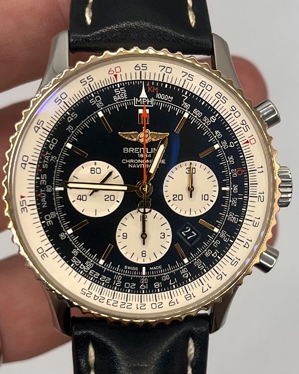 Breitling Navitimer 1 B01 Chronograph 46MM Black Dial Leather Strap (UB0127)