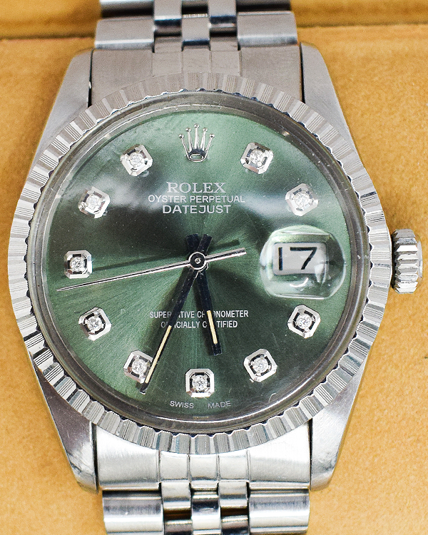 1983 (7 Mill. Serial) Rolex Datejust 36MM Aftermarket Olive Dial Jubilee Bracelet (16030)