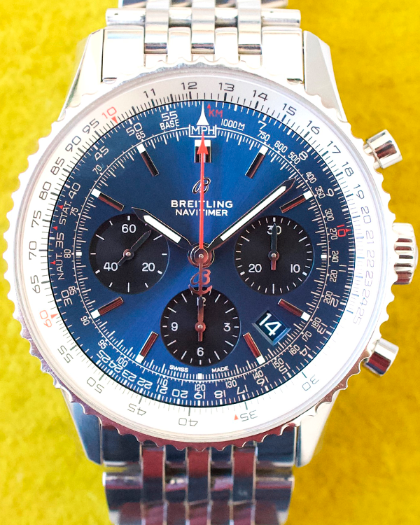 2018 Breitling Navitimer Chronograph B01 43MM Blue Dial Steel Bracelet (AB0121)