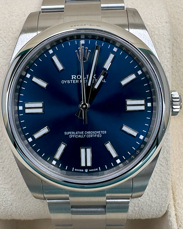 2023 Rolex Oyster Perpetual 41MM Bright Blue Dial Oystersteel Bracelet (124300)
