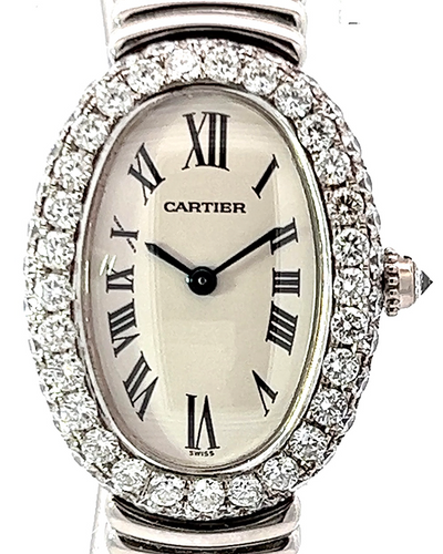 Cartier Baignoire 23MM Quartz White Dial White Gold Bracelet (1955)