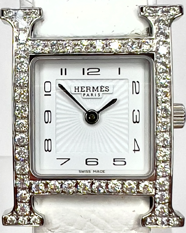 Hermès Heure H 25X30MM Quartz White Dial Leather Strap (HH1.210)