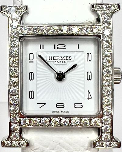 Hermès Heure H 25X30MM Quartz White Dial Leather Strap (HH1.210)