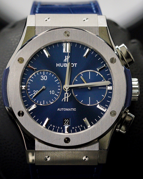 Hublot Classic Fusion Chronograph 45MM Blue Dial Rubber/Leather Strap (521.NX.7170.LR)