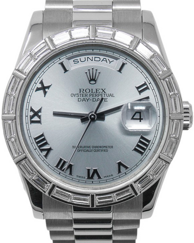 2001 Rolex Day-Date 36MM Ice Blue Dial Platinum President Bracelet (118366)