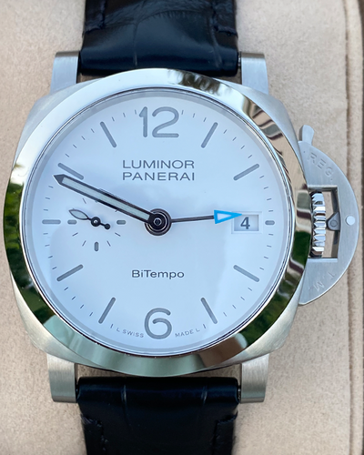 2024 Panerai Luminor Quaranta BiTempo 40MM White Dial Leather Strap (PAM01367)