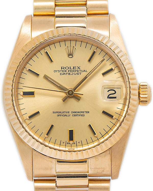 Rolex DateJust 31MM Champagne Dial Yellow Gold President Bracelet (6827)