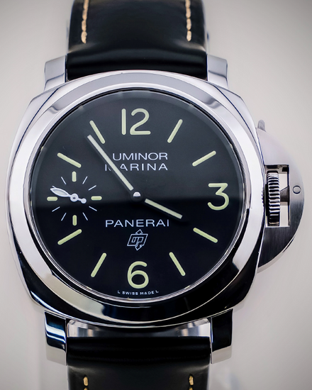 2019 Panerai Luminor Marina Logo 44MM Black Dial Leather Strap (PAM00776)