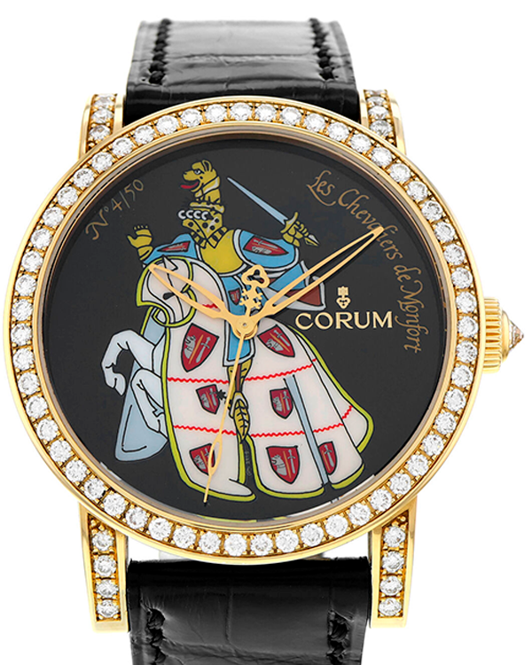 2010 Corum Artisan Classical Les Chevaliers de Monfort 42MM Black Dial Leather Strap (982.202.65)