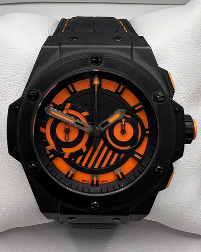 Hublot King Power "Vendome" 48MM Black and Orange Dial Leather Strap (715.C1.1110.GR.KR010)