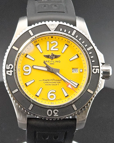 No Reserve - 2020 Breitling Superocean Automatic 44MM Yellow Dial Rubber Strap (A17367021/1S2)