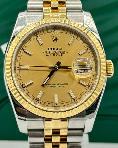 2012 Rolex Datejust 36MM Champagne Dial Two-Tone Jubilee Bracelet (116233)