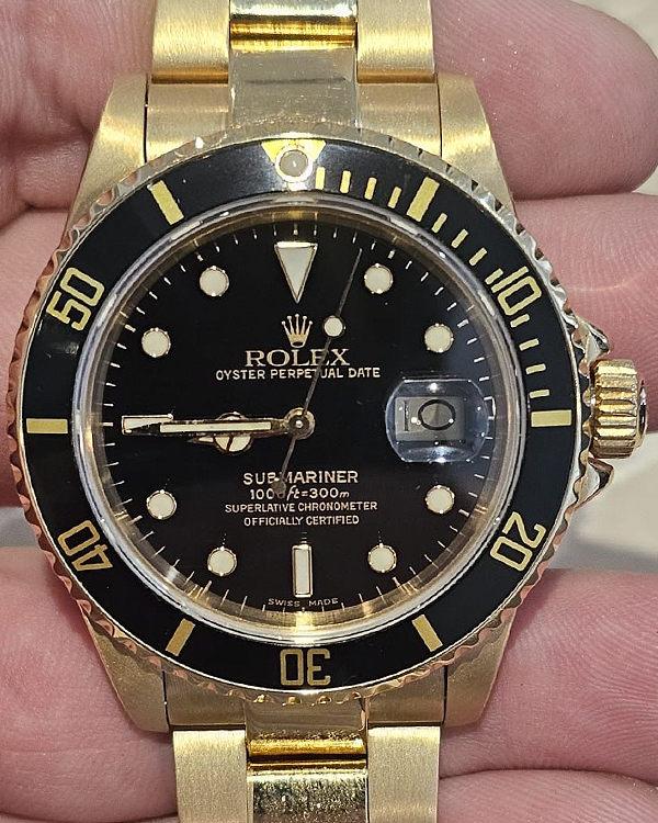 1984 (8 Mill. Serial) Rolex Submariner Date 40MM Black Dial Yellow Gold Oyster Bracelet (16808)