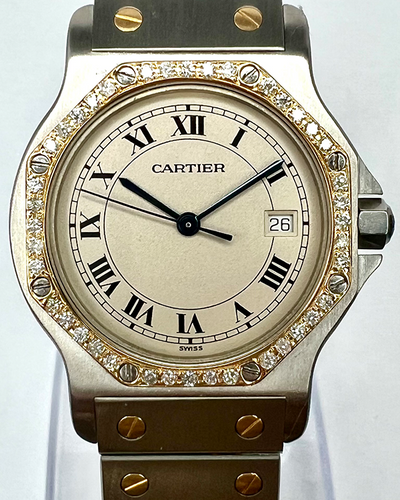 Cartier Santos Ronde de Cartier 30MM Quartz White Dial Two-Tone Bracelet (187902)