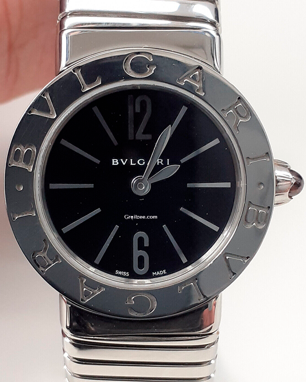 Bvlgari Tubogas 26MM Quartz Black Dial Steel Bracelet (BBL262TS)