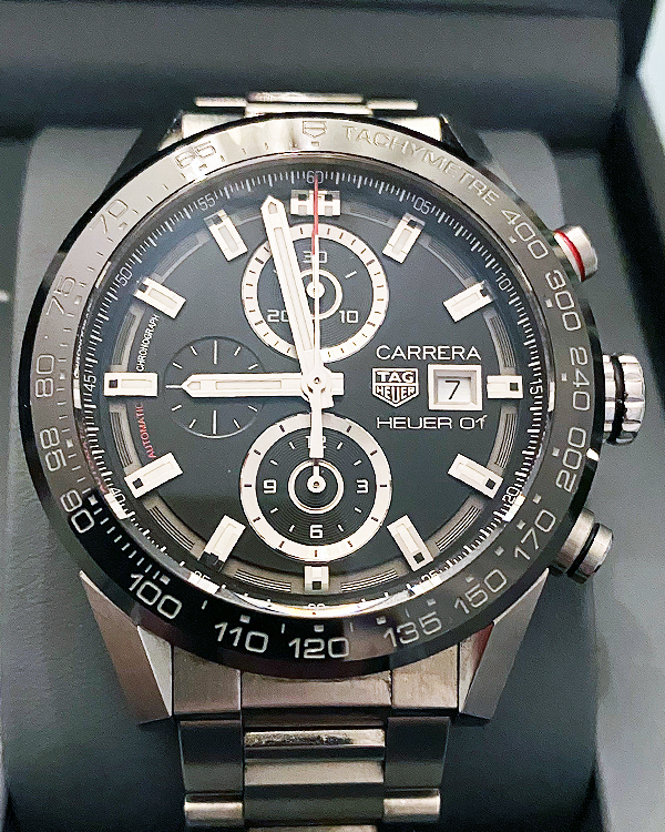 2017 TAG Heuer Carrera 43MM Black Dial Steel Bracelet (CAR201Z.BA0714)