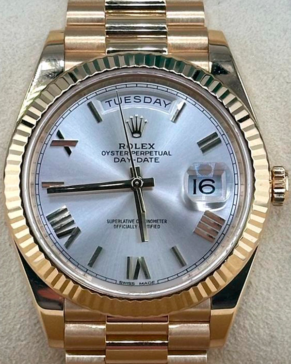 2018 Rolex Day-Date 40MM Silver Dial Yellow Gold President Bracelet (228238)