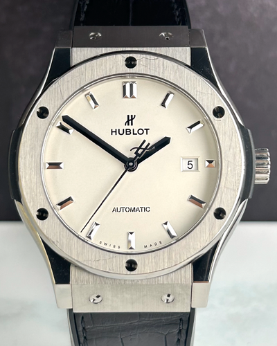 Hublot Classic Fusion 42MM White Dial Leather Strap (542.NX.2611.LR)