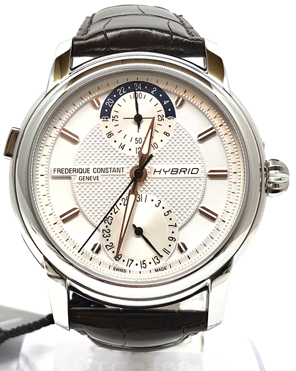 Frederique Constant Manufacture Classic Hybrid 42MM Silver Dial Leather Strap (FC-750V4H6)