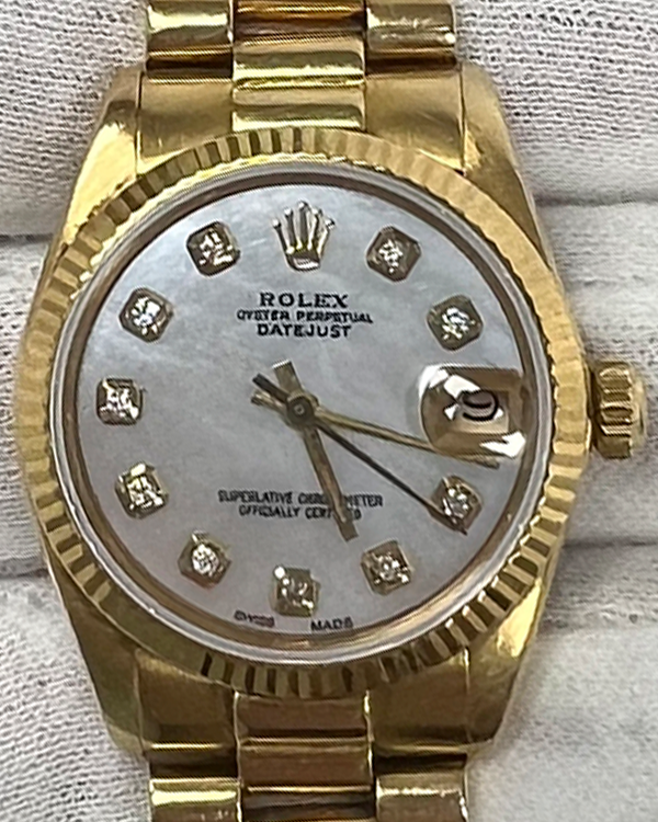 Rolex Datejust 31MM Mother of Pearl Dial Yellow Gold President Bracelet (6827)